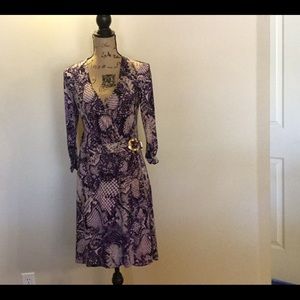 Cache Purple snakeskin print wrap dress